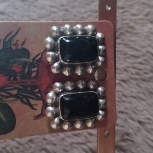 925 silver and black onyx post earrings